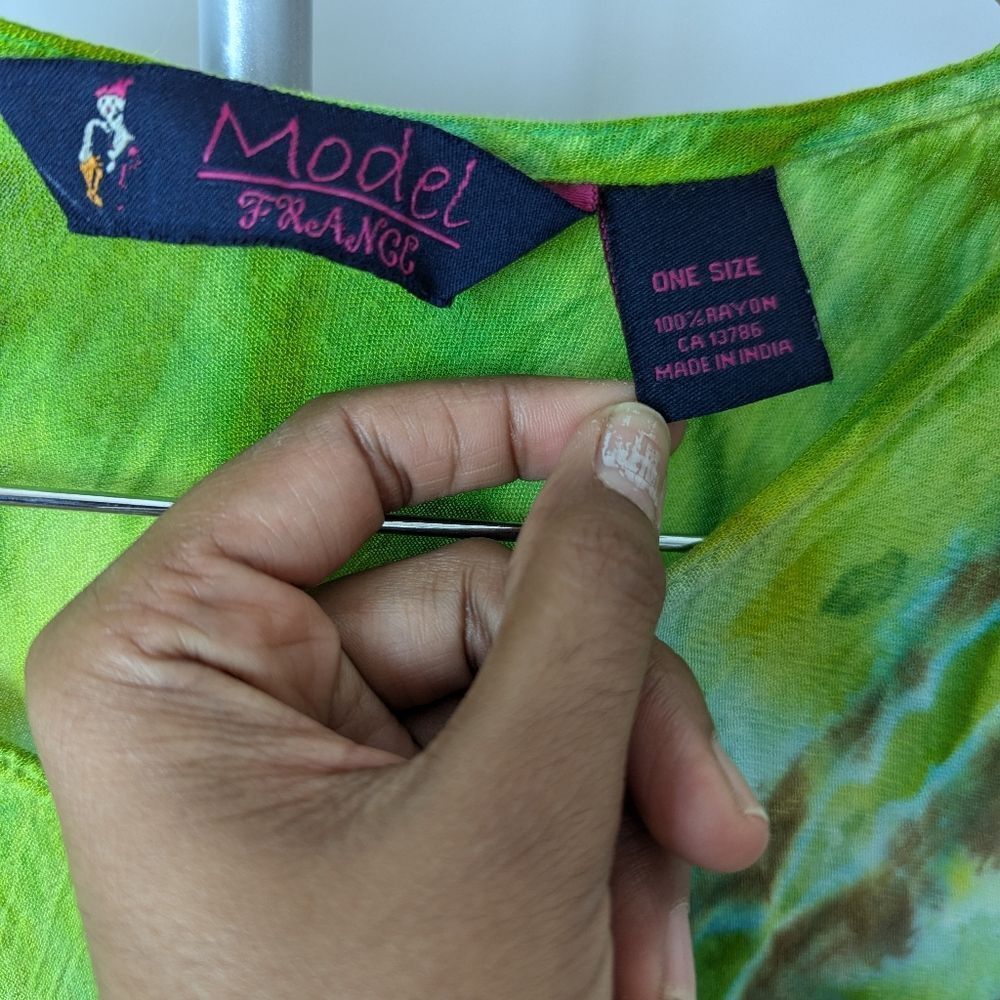 Model France summer umbrella coverup dress one size boho hippie tie die beachy - Picture 4 of 8